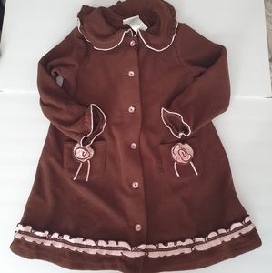 Bonnie Jean Girls Brown Ruffled Flowers Coat Sz 6